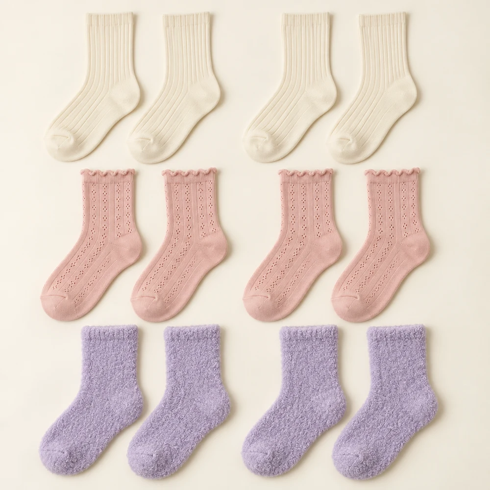 Sweet Texture Sock Box — Cream / Blush / Lavender