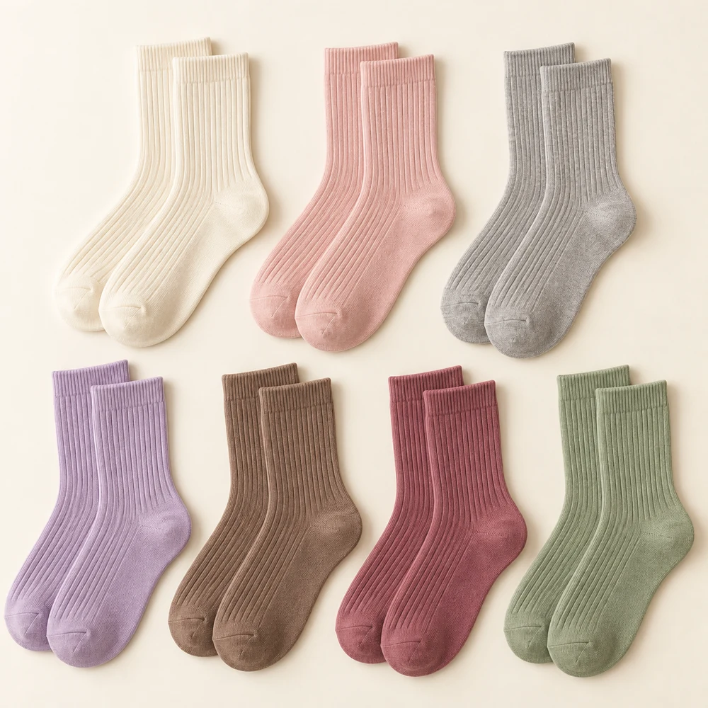 Weekday Rib Sock Set — Cream / Blush / Grey / Lavender / Cocoa / Berry / Sage